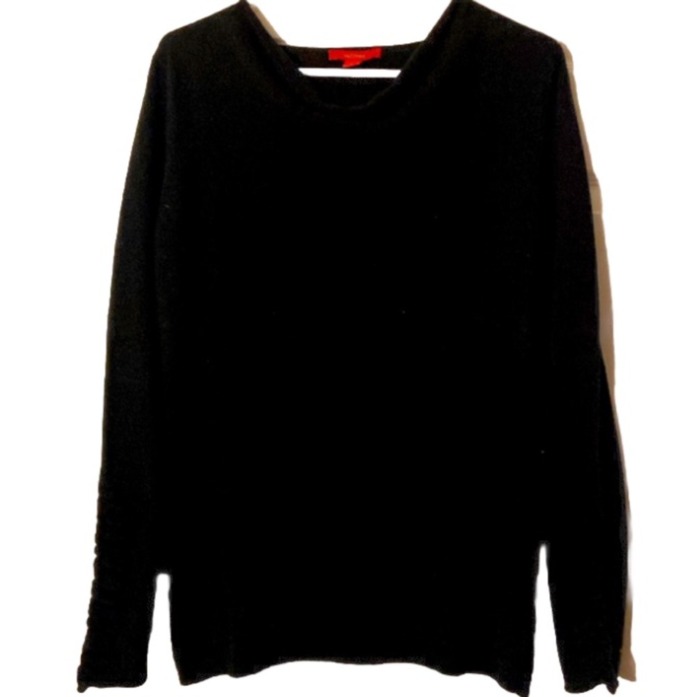 Saffron 100% Cashmere Black Scoop Neck Sweater sz L